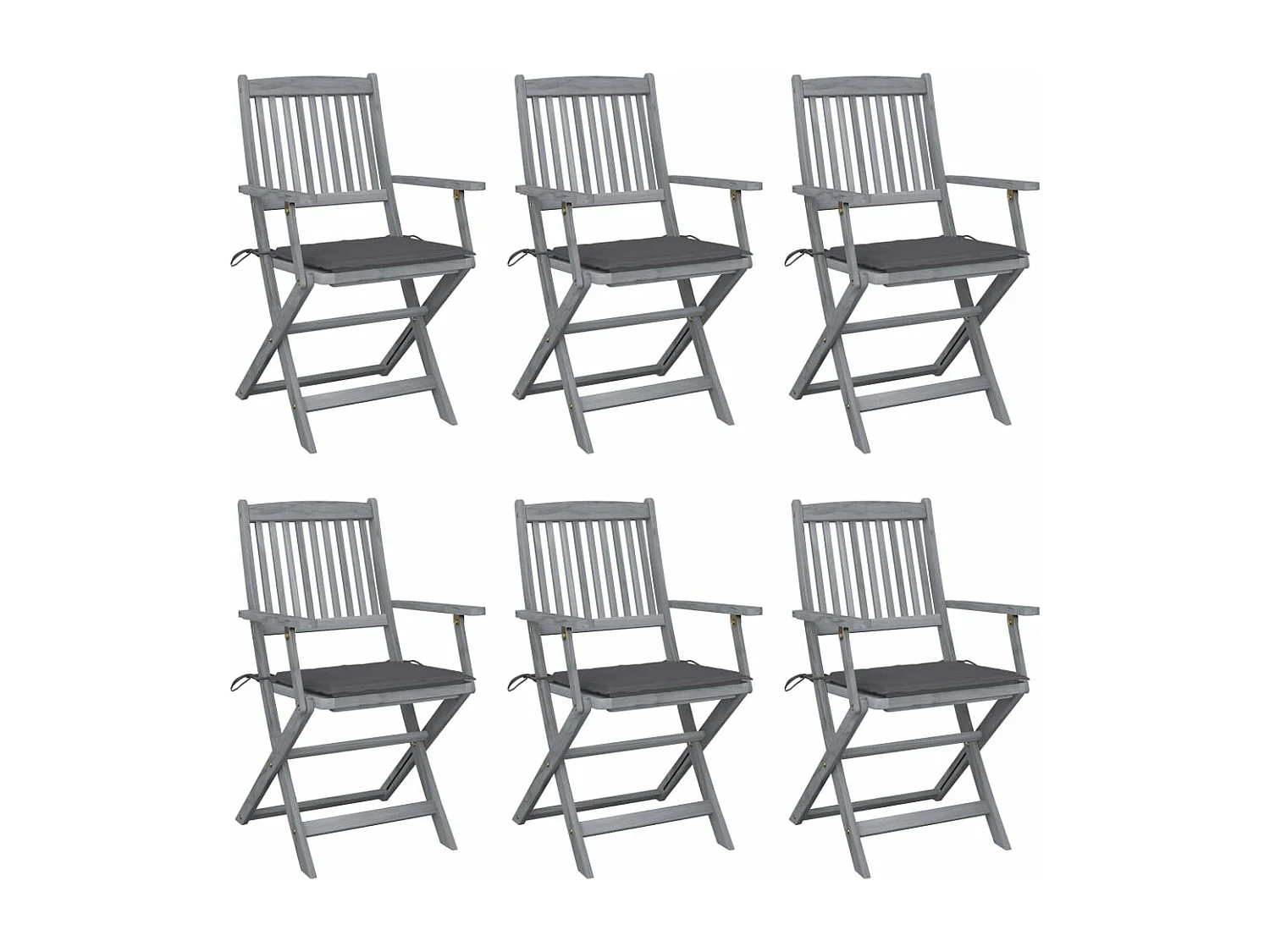 Chaises pliables d'extérieur 6 pcs avec coussins Bois d'acacia