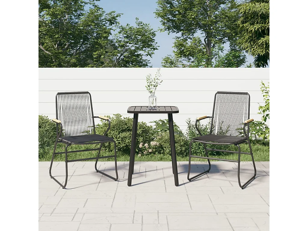 Tuinstoelen set van 2 zwart 58x59x85,5 cm PVC rotan