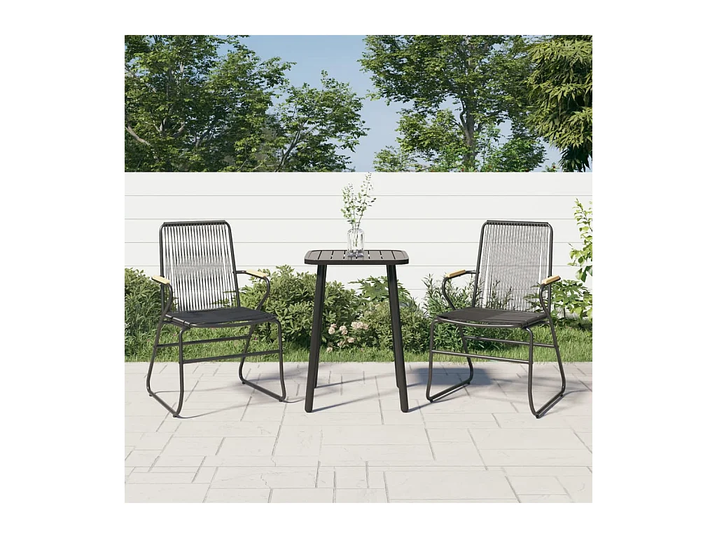 Set di 2 sedie da giardino in rattan PVC nero 58x59x85,5 cm