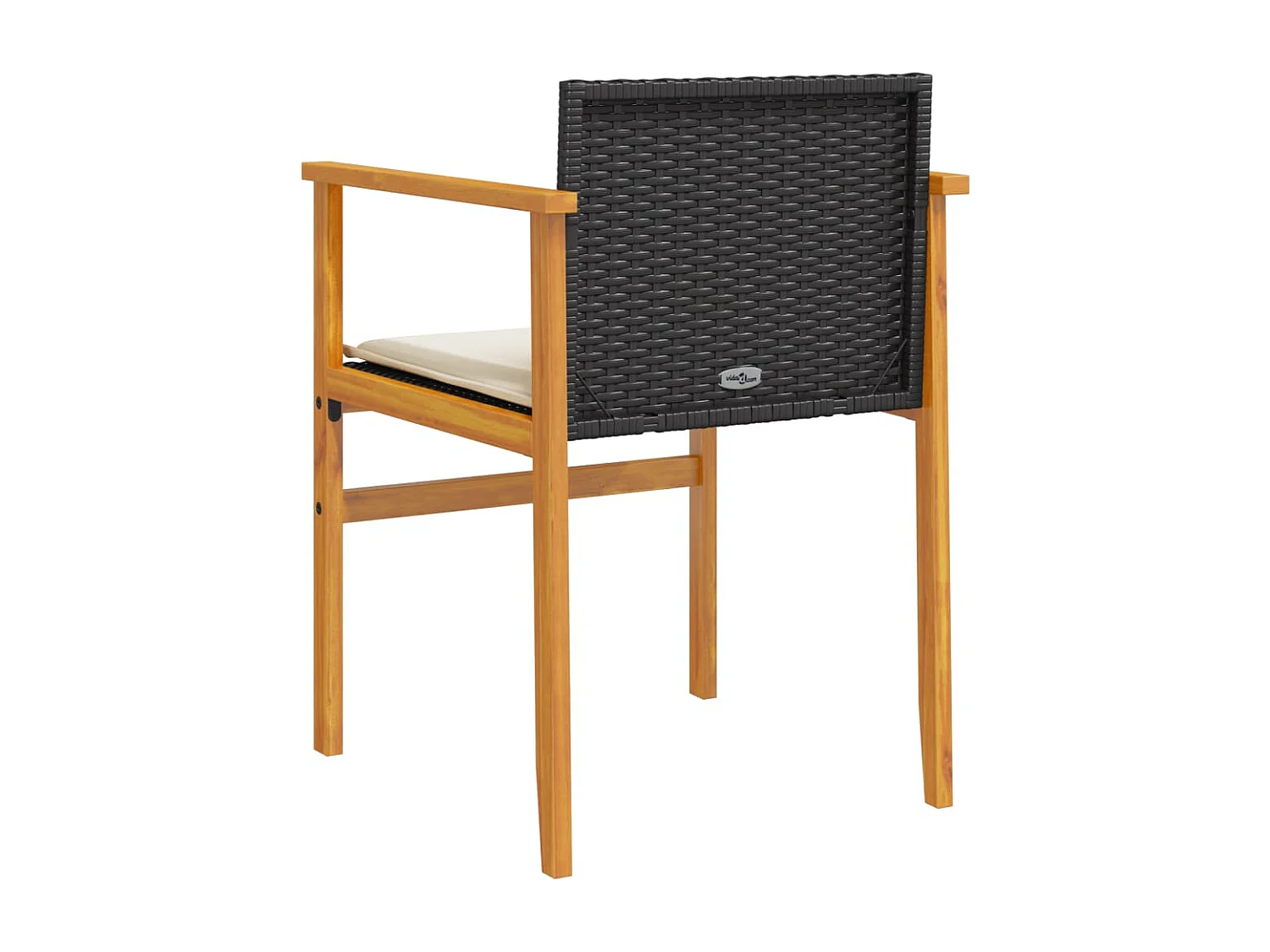 Chaises de jardin coussins lot de 2 noir résine tressée et bois