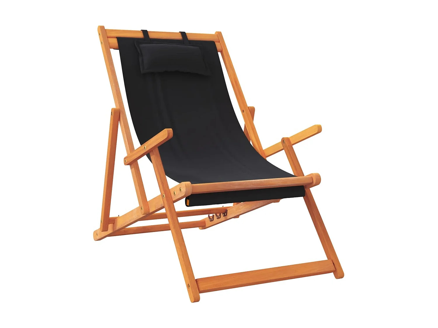 Opvouwbare strandstoelen set van 2 zwarte stof