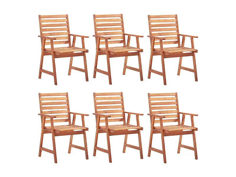 Chaises à dîner d'extérieur 6 pcs avec coussins Acacia massif