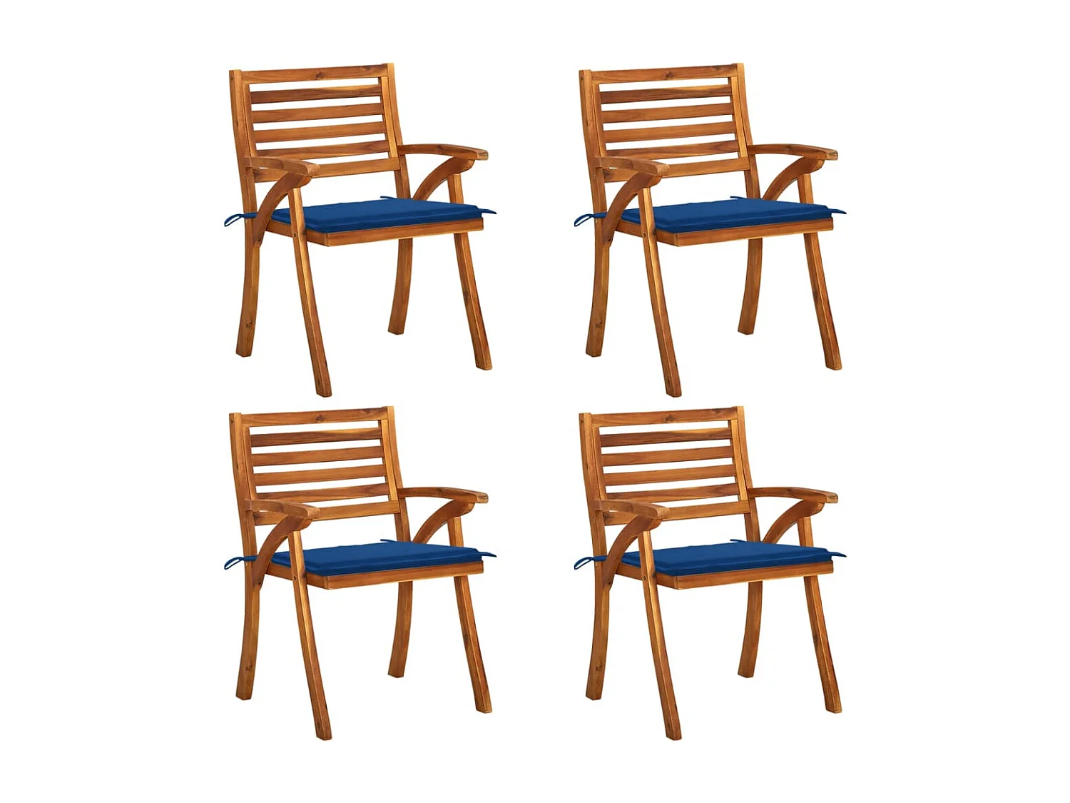 Chaises de jardin avec coussins 4 pcs Bois de teck solide