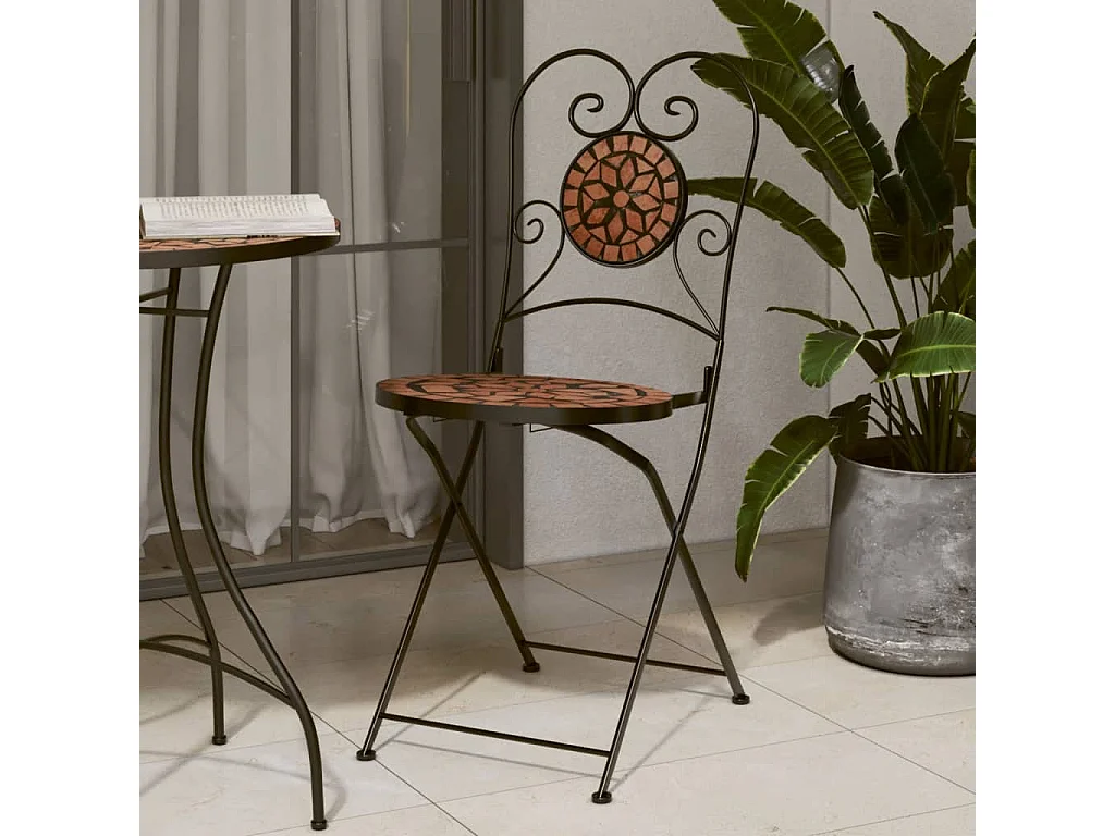 Chaises de bistrot pliables lot de 2 terre cuite céramique