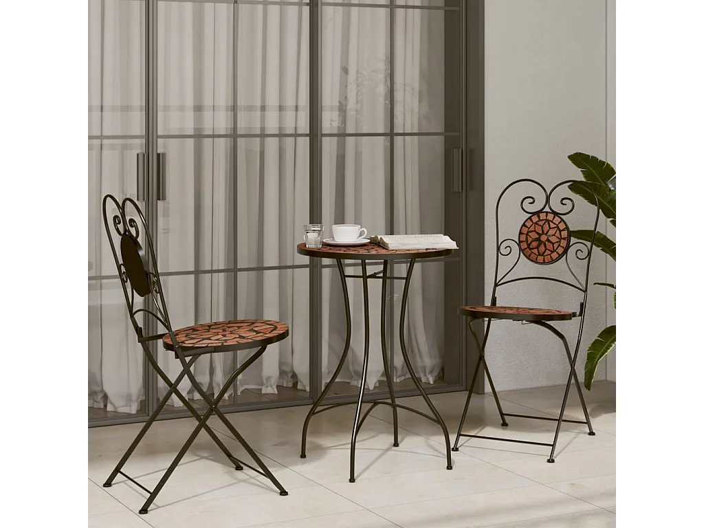 Chaises de bistrot pliables lot de 2 terre cuite céramique