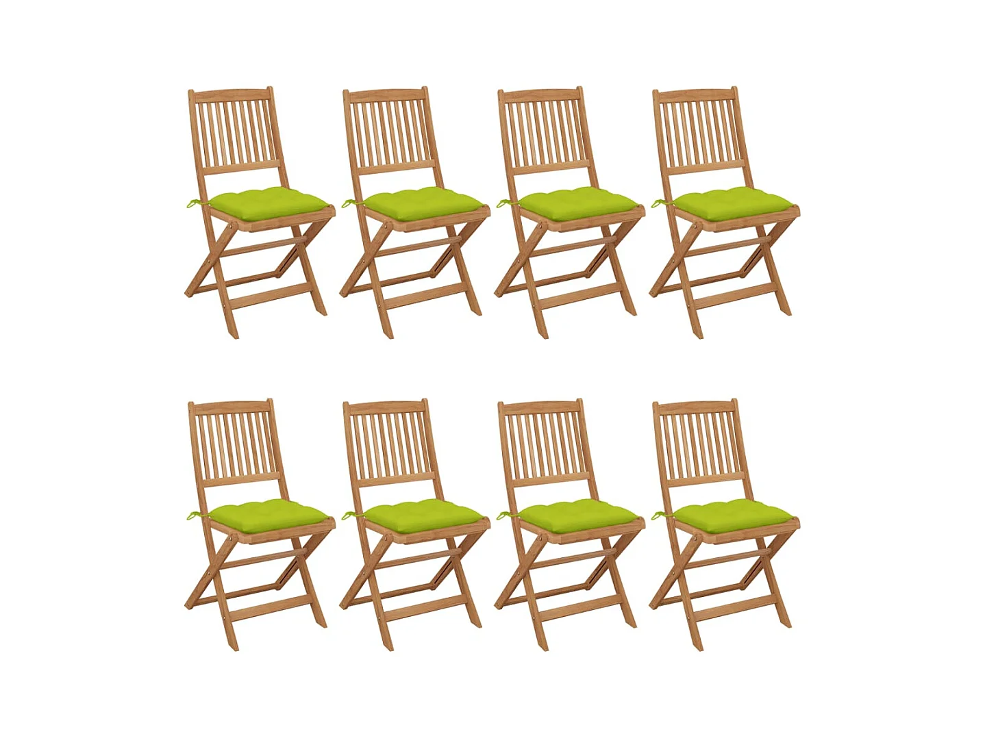 Chaises pliables de jardin 8 pcs avec coussins Bois d'acacia
