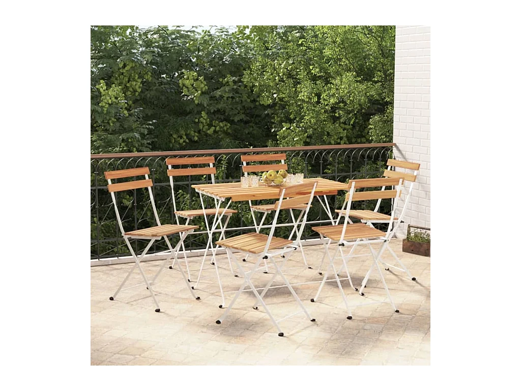 Chaises de bistrot pliantes lot de 6 Bois d'acacia solide acier