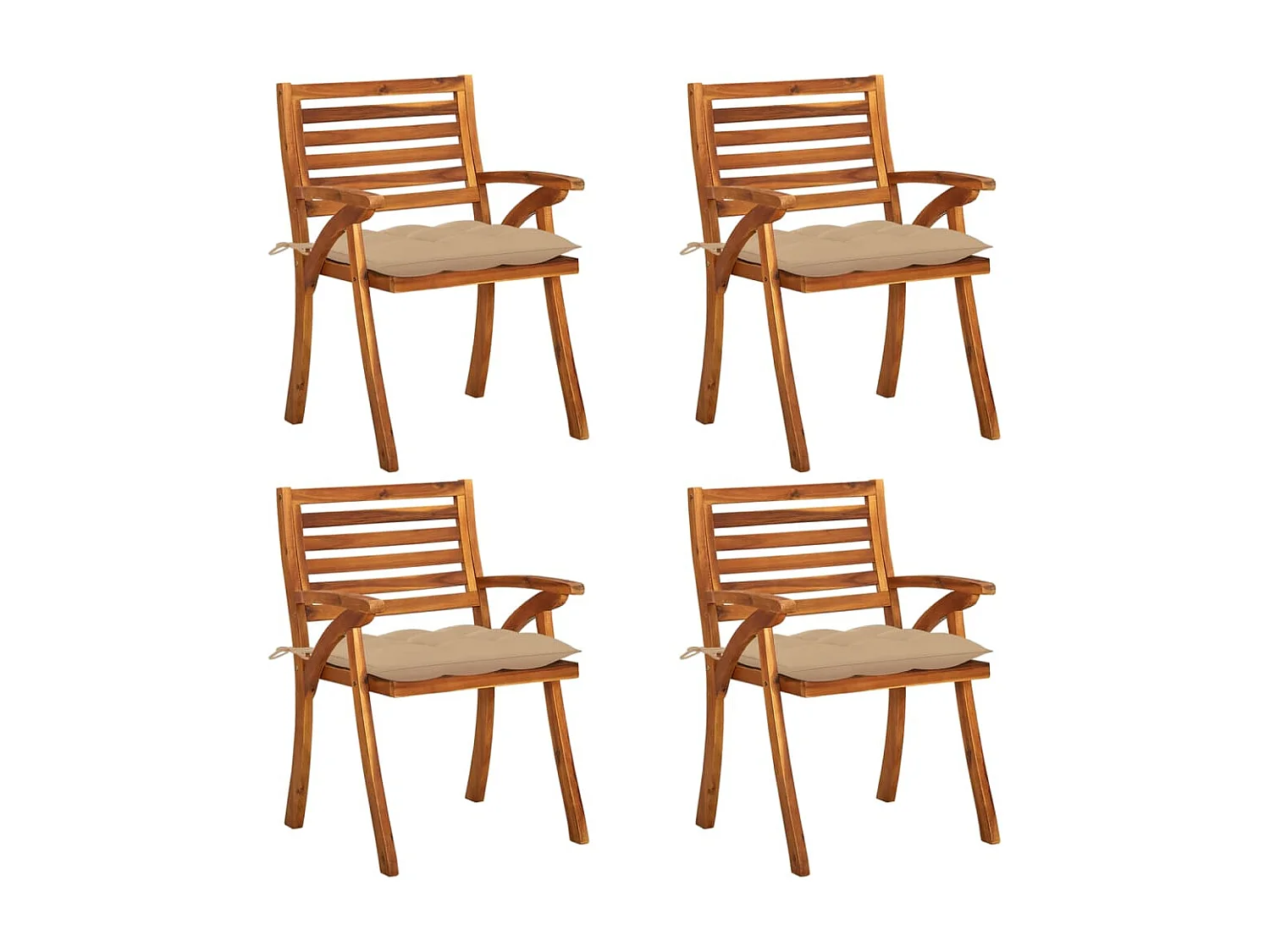 Chaises de jardin avec coussins 4 pcs Bois de teck solide