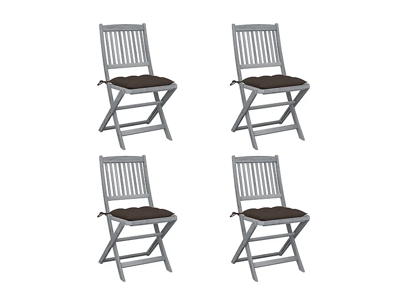 Chaises pliables d'extérieur 4 pcs avec coussins Bois d'acacia