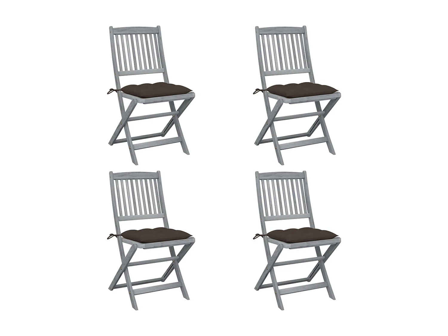 Chaises pliables d'extérieur 4 pcs avec coussins Bois d'acacia