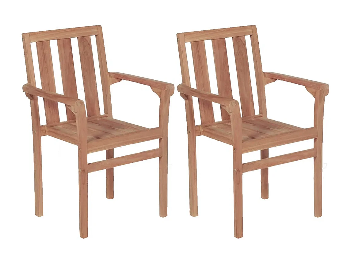 Cadeiras de jardim empilháveis 2 unidades em madeira maciça de teca
