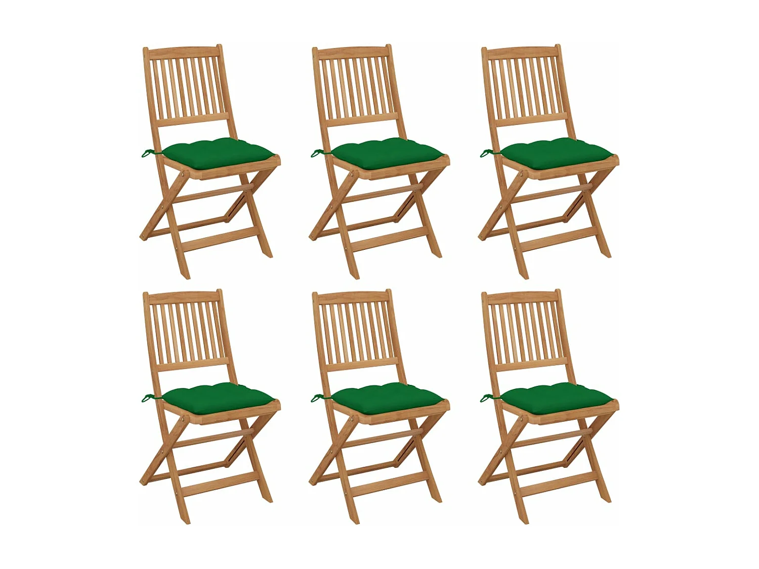 Chaises pliables de jardin 6 pcs avec coussins Bois d'acacia