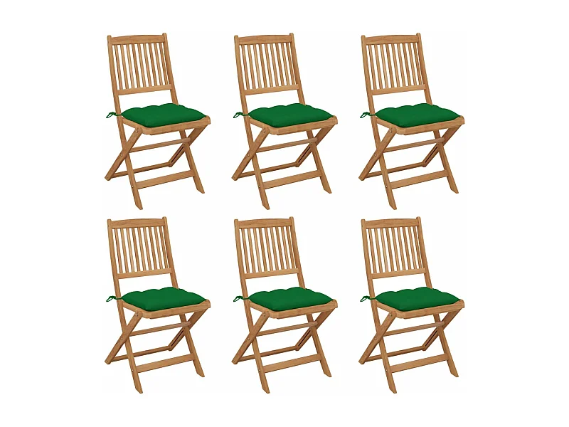 Chaises pliables de jardin 6 pcs avec coussins Bois d'acacia