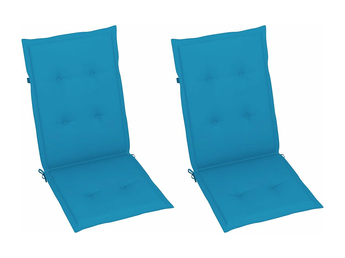 Chaises de jardin lot de 2 et coussins bleu Bois de teck