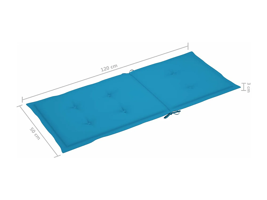 Chaises de jardin lot de 2 et coussins bleu Bois de teck