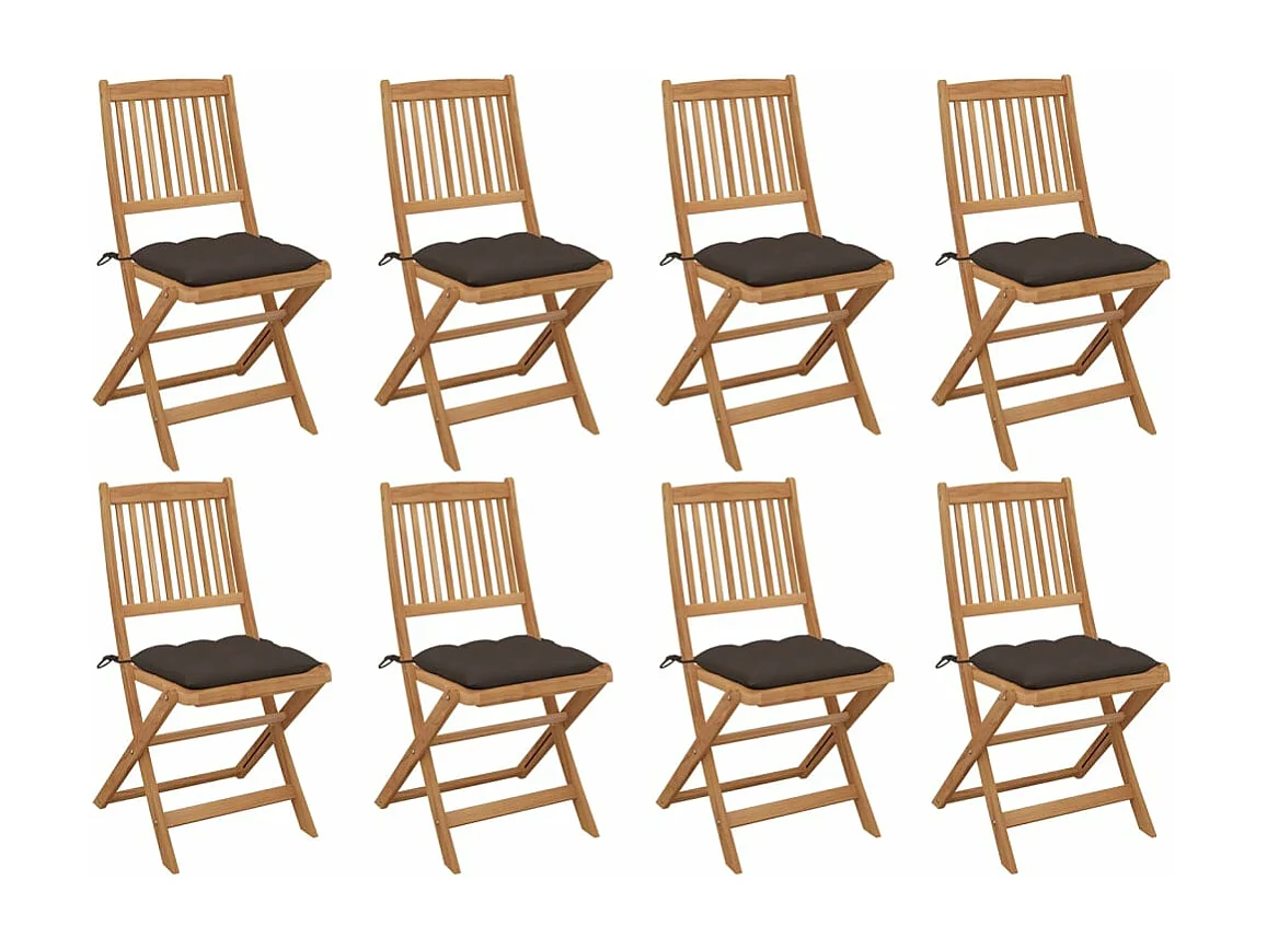 Sillas plegables de exterior con cojines 8 piezas Madera de acacia