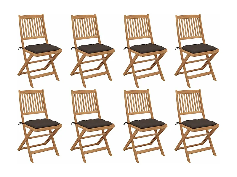 Sillas plegables de exterior con cojines 8 piezas Madera de acacia