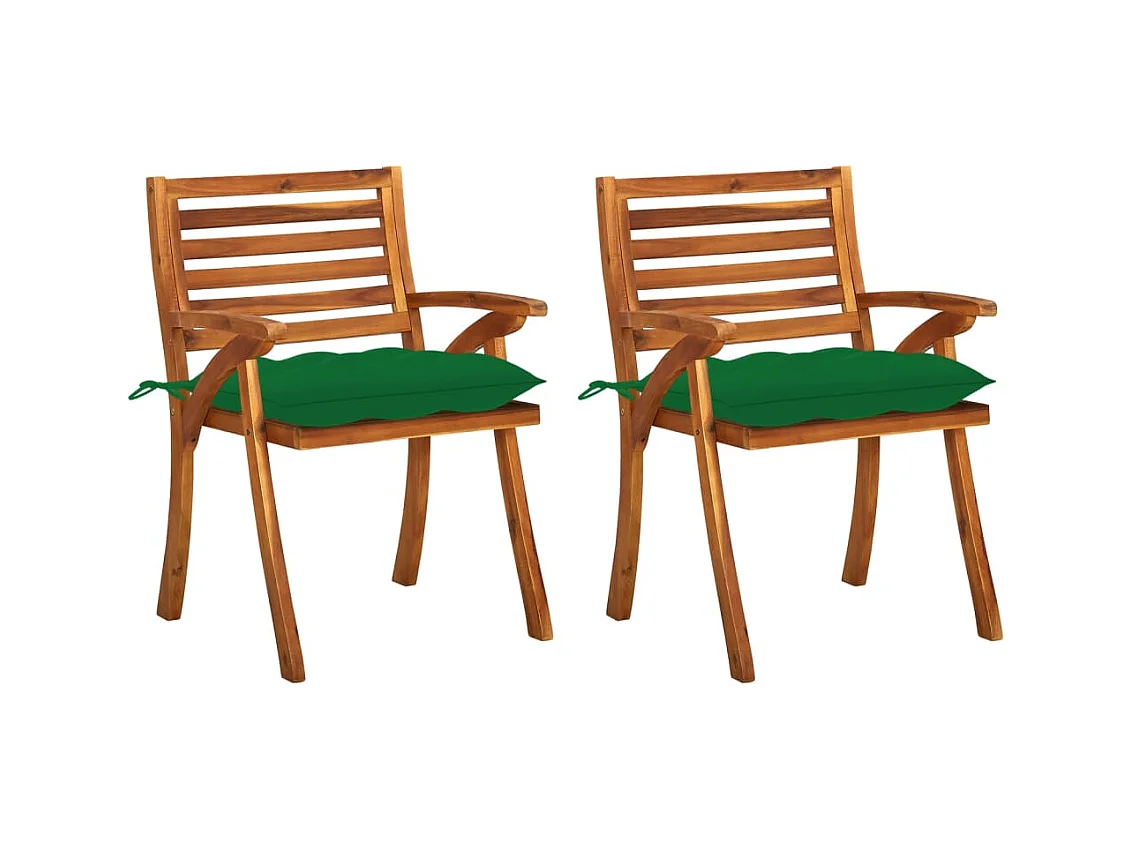 Chaises à dîner de jardin avec coussins 2 pcs Acacia massif