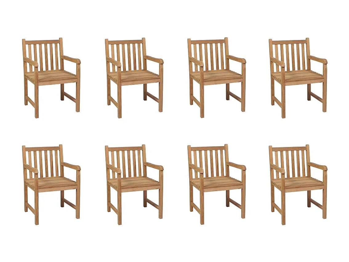Chaises d'extérieur 8 pcs Bois de teck solide