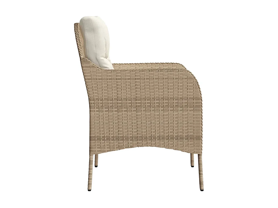 Chaises de jardin avec coussins lot de 2 beige résine tressée
