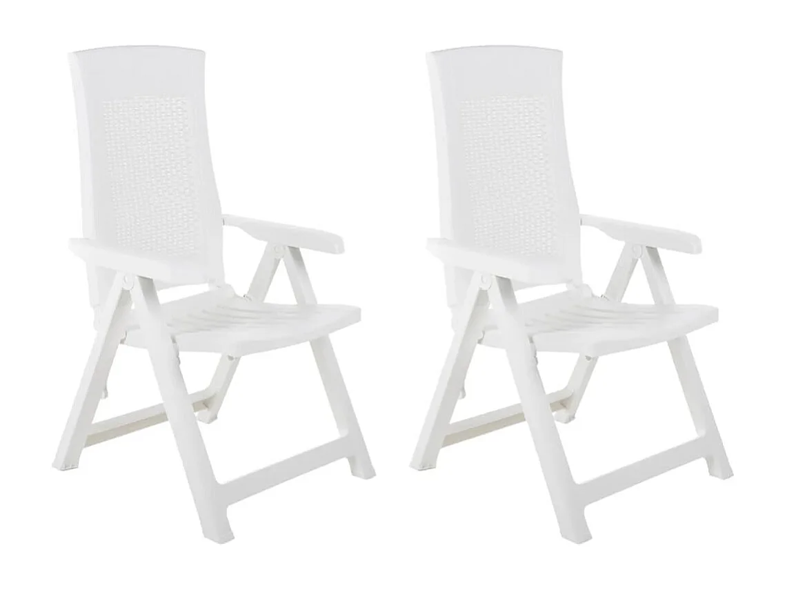 Sillas de jardín reclinables 2 uds Plástico Blanco
