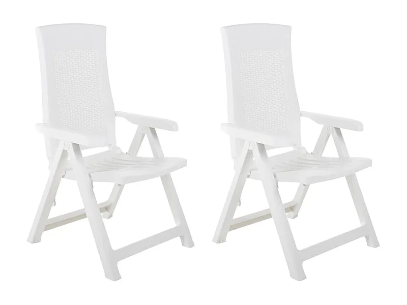 Sedie da Giardino Reclinabili 2 pz Plastica Bianca