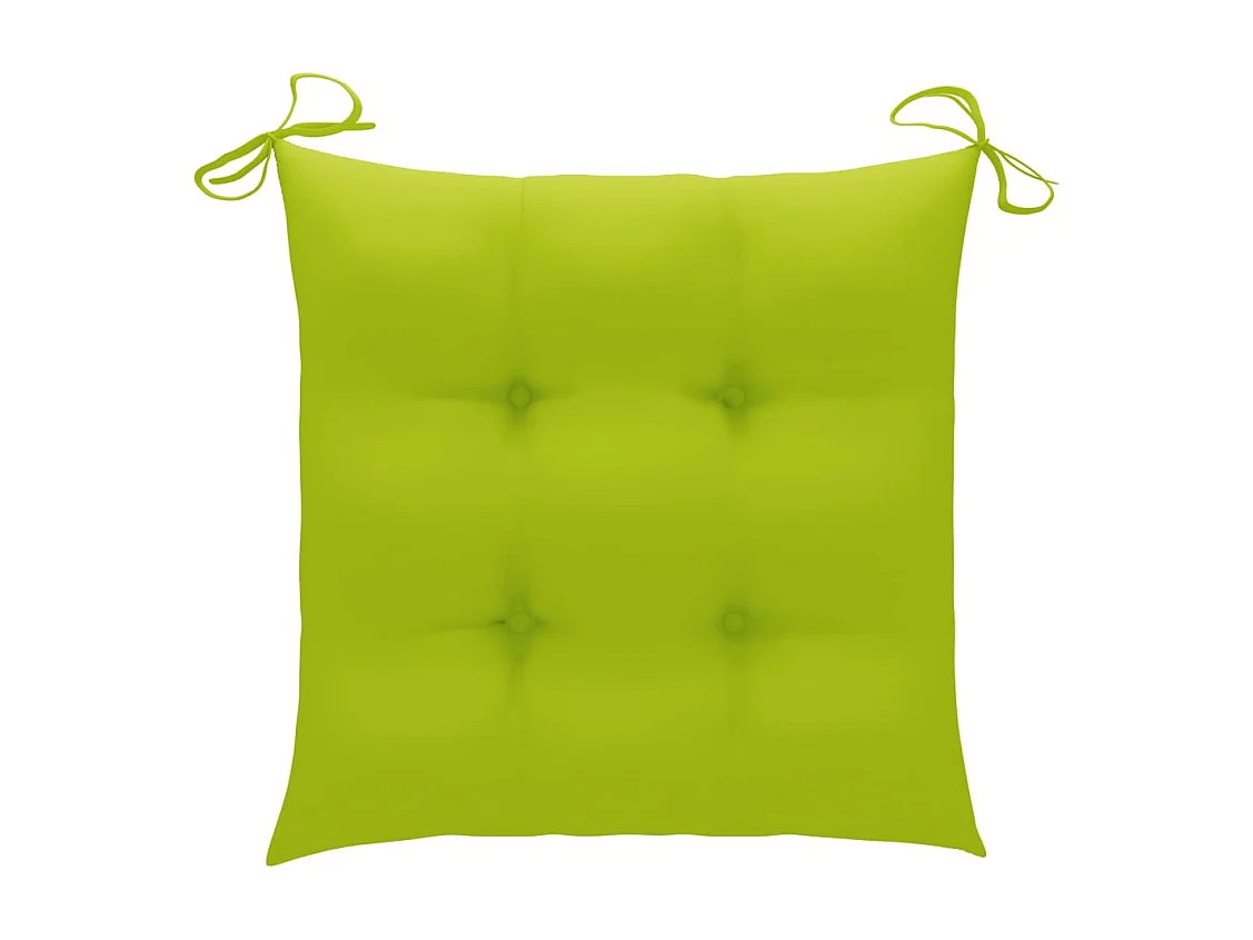 6 cadeiras de jardim com almofadas verdes brilhantes Teca maciça