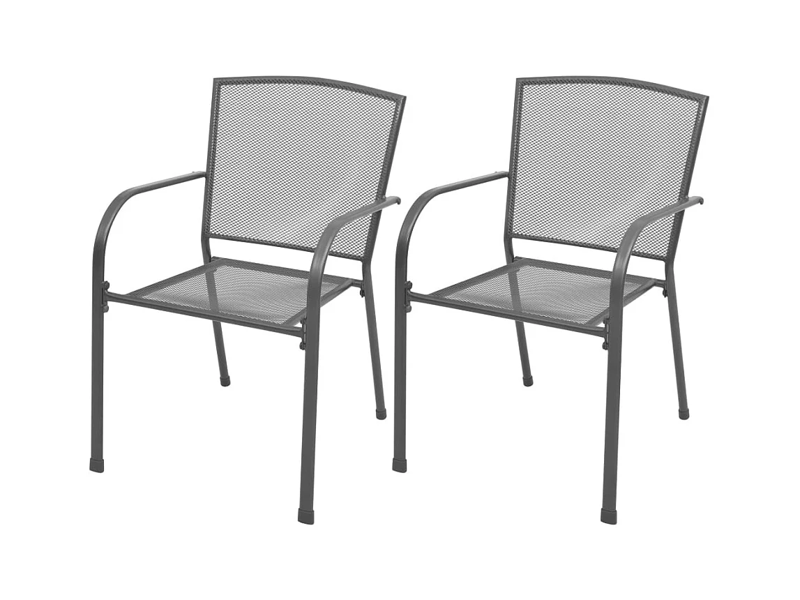 Chaises empilables de jardin 2 pcs Acier Gris