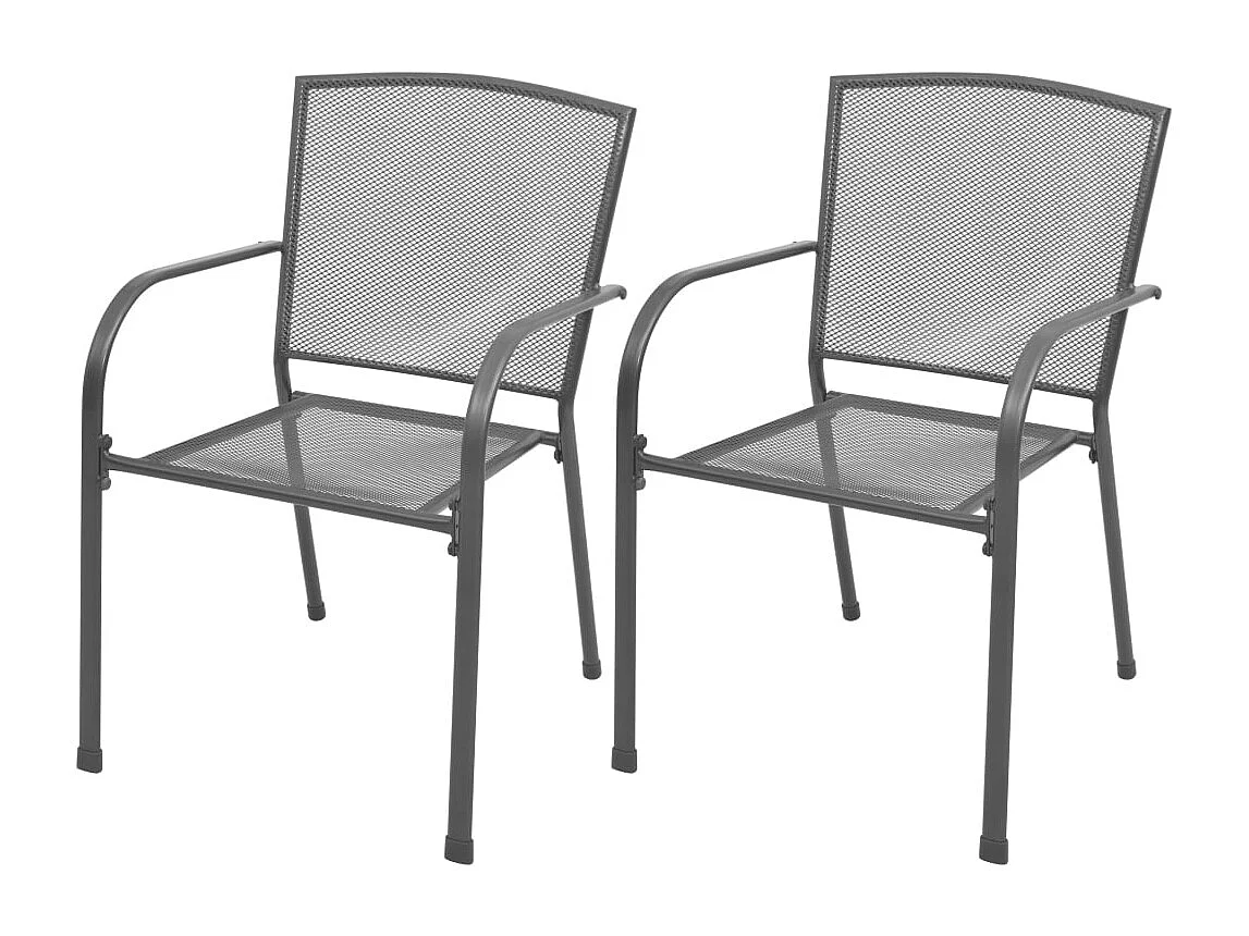 Chaises empilables de jardin 2 pcs Acier Gris