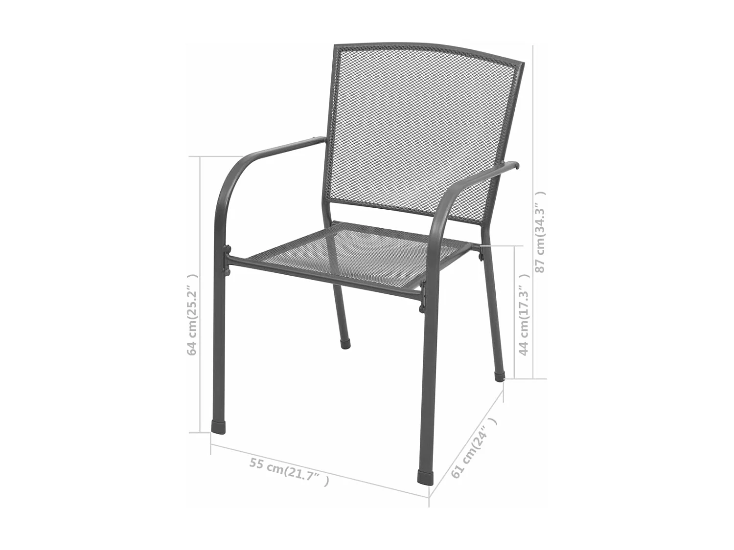 Chaises empilables de jardin 2 pcs Acier Gris