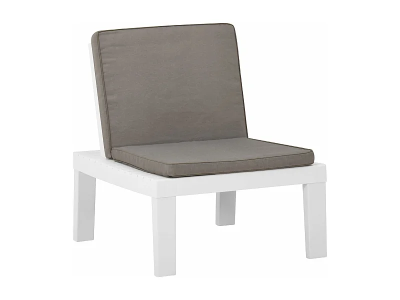 Chaise de salon de jardin avec coussin Plastique Blanc