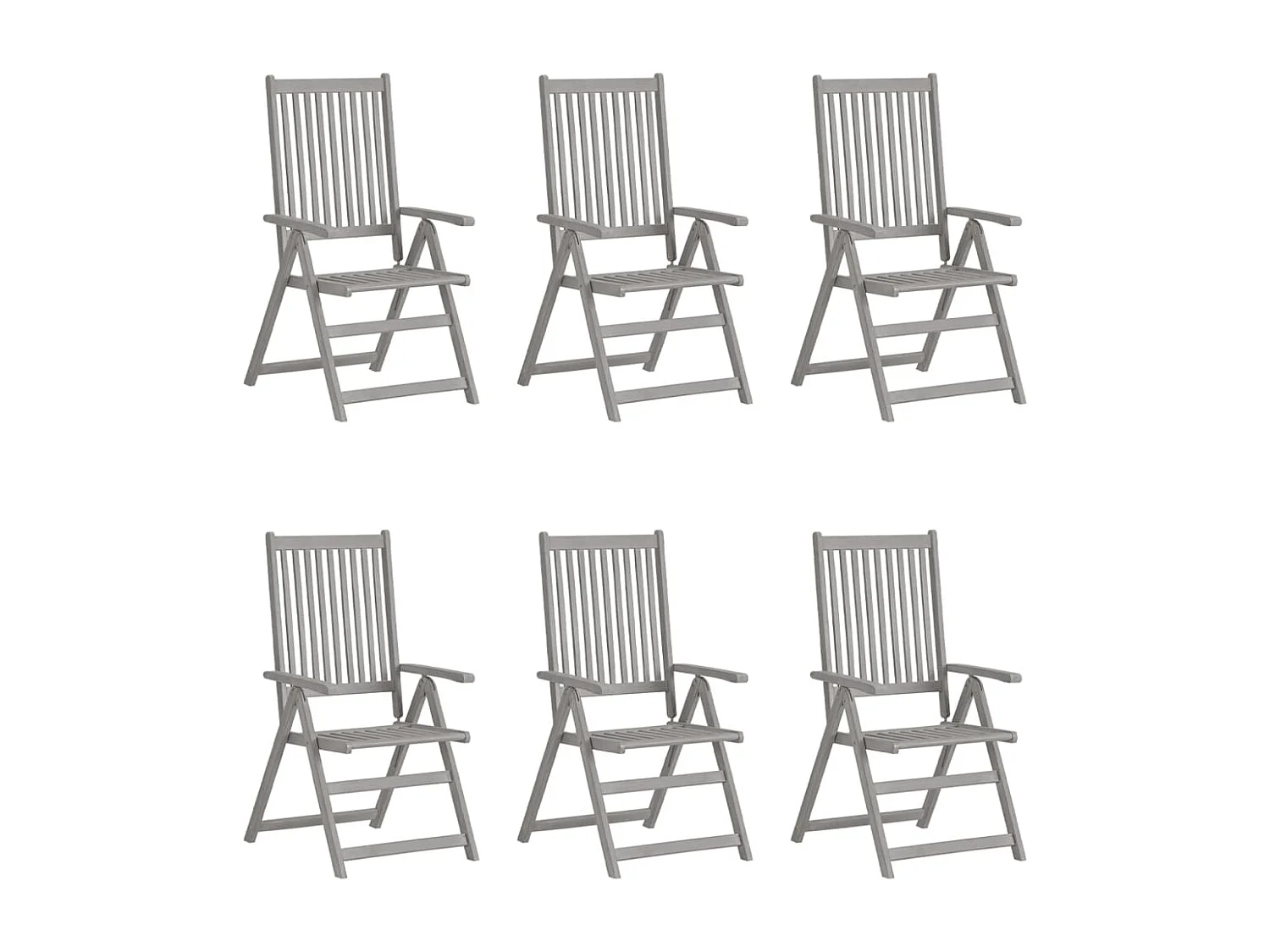 Chaises inclinables de jardin lot de 6 Gris Bois solide acacia
