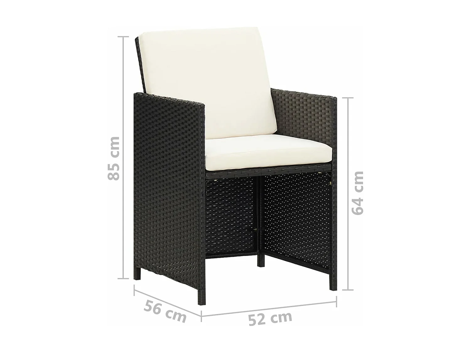 Set di 4 sedie da giardino in resina intrecciata Nero