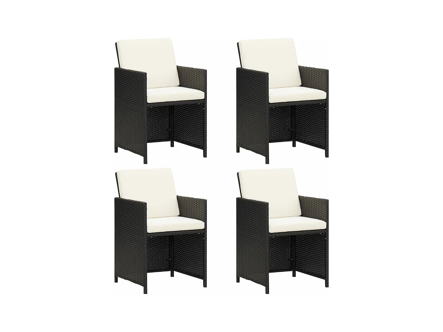 Chaises de jardin lot de 4 Résine tressée Noir