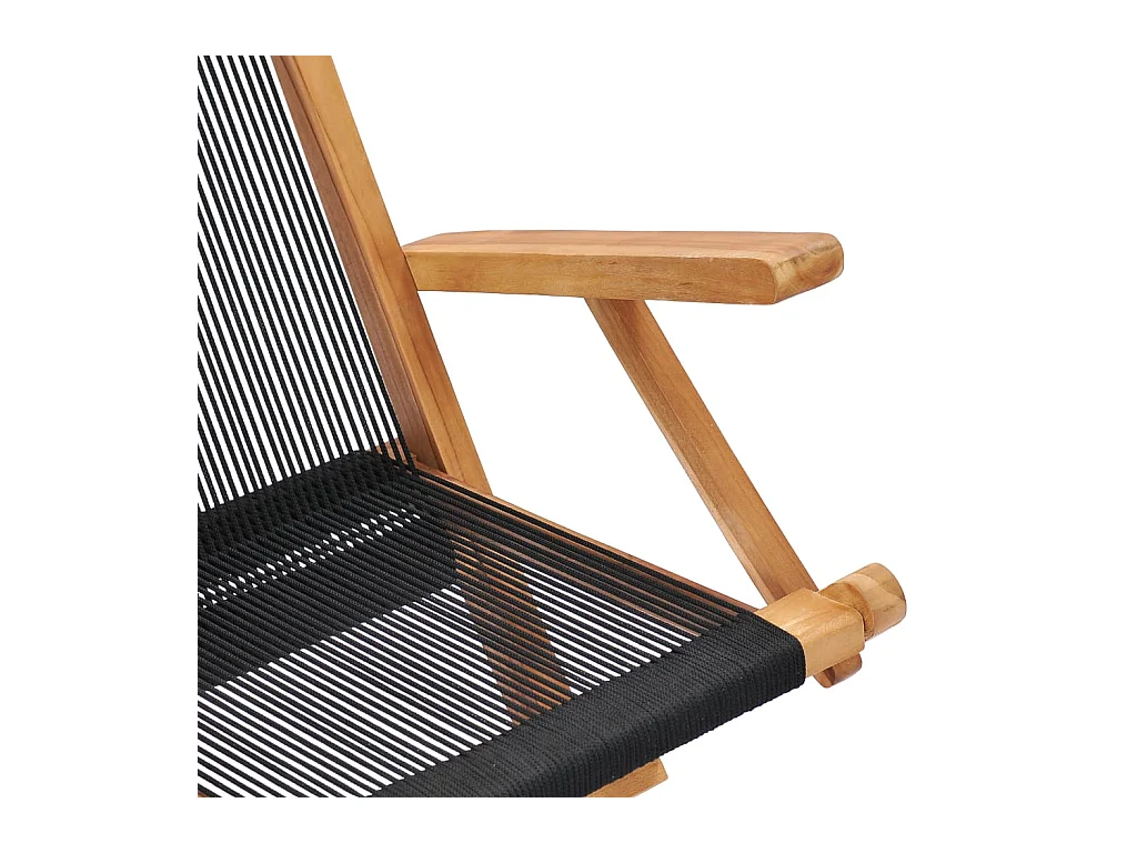 Chaises pliables de jardin 2 pcs Bois de teck solide et corde