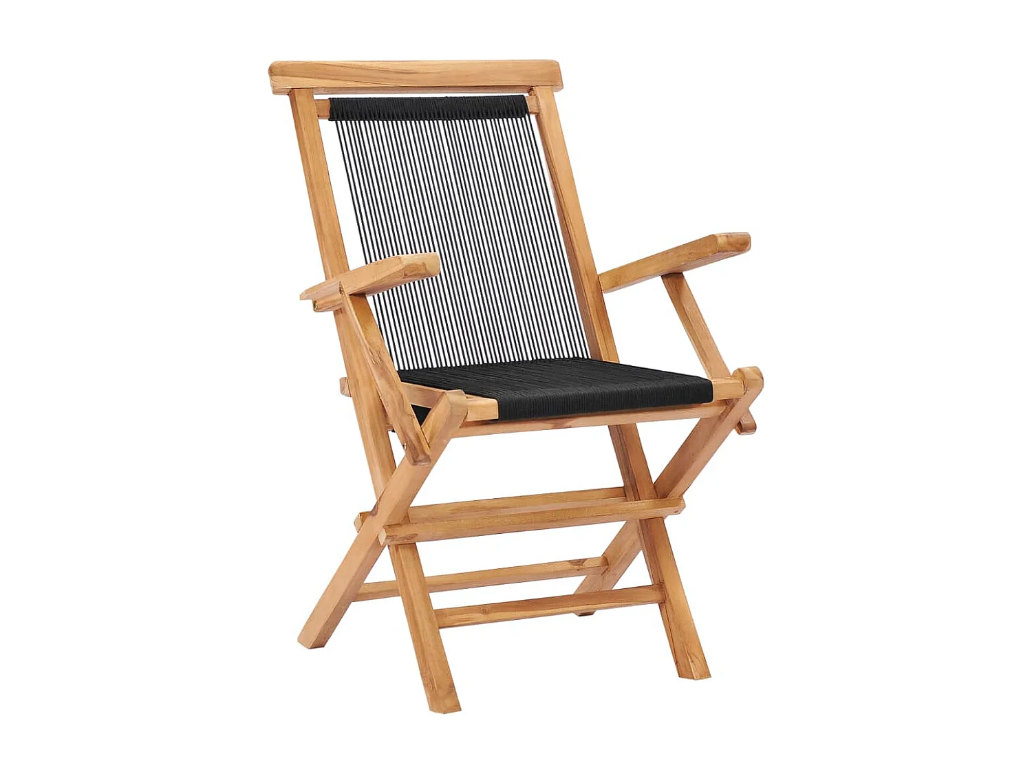 Sedie da giardino pieghevoli 2 pz. Legno massello di teak e corda