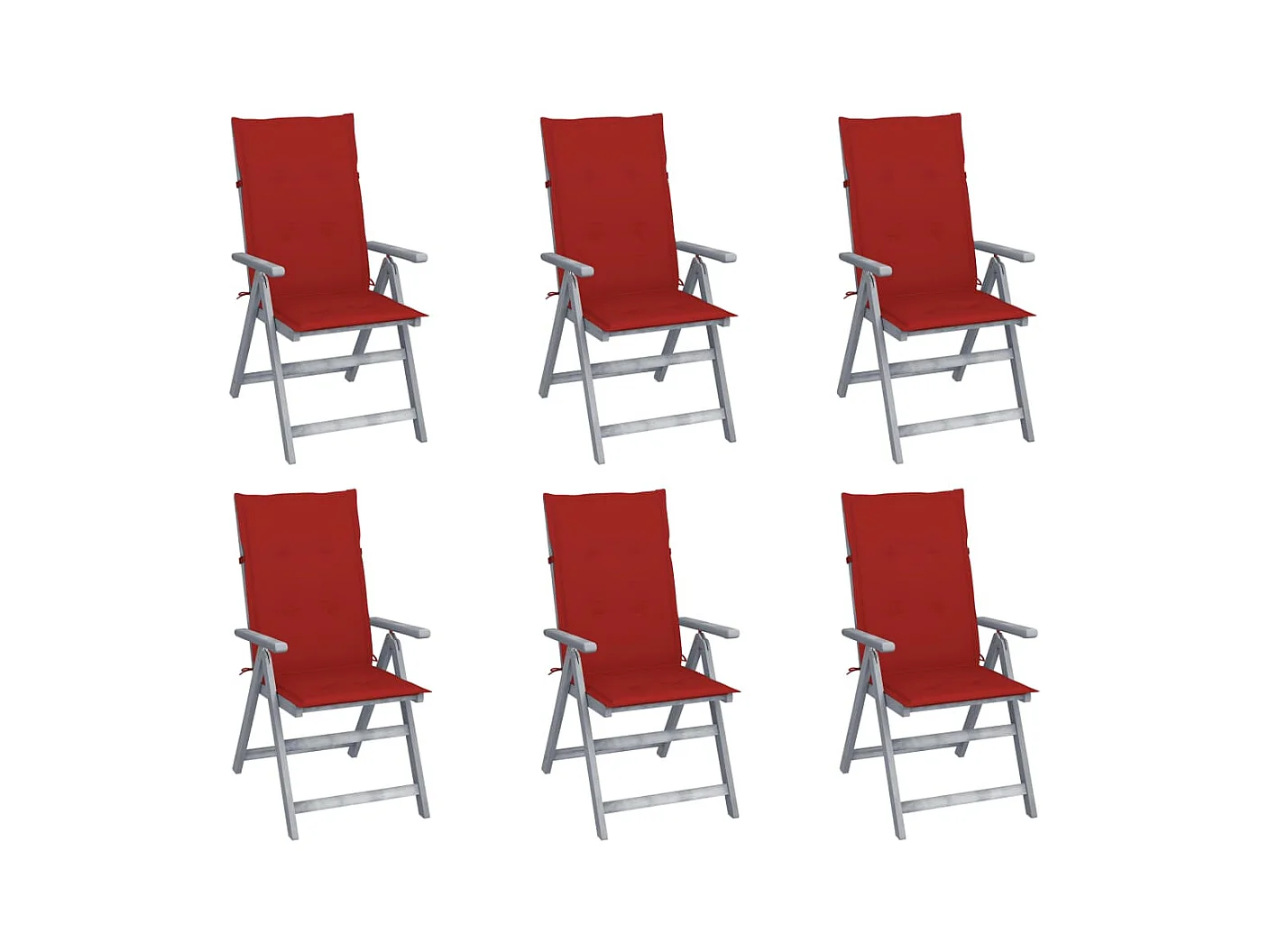 Chaises inclinables de jardin 6 pcs avec coussins Bois d'acacia