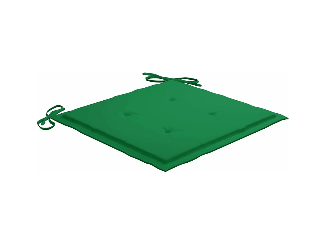 Sedie da giardino 2 pezzi con cuscini verdi Legno massello di teak