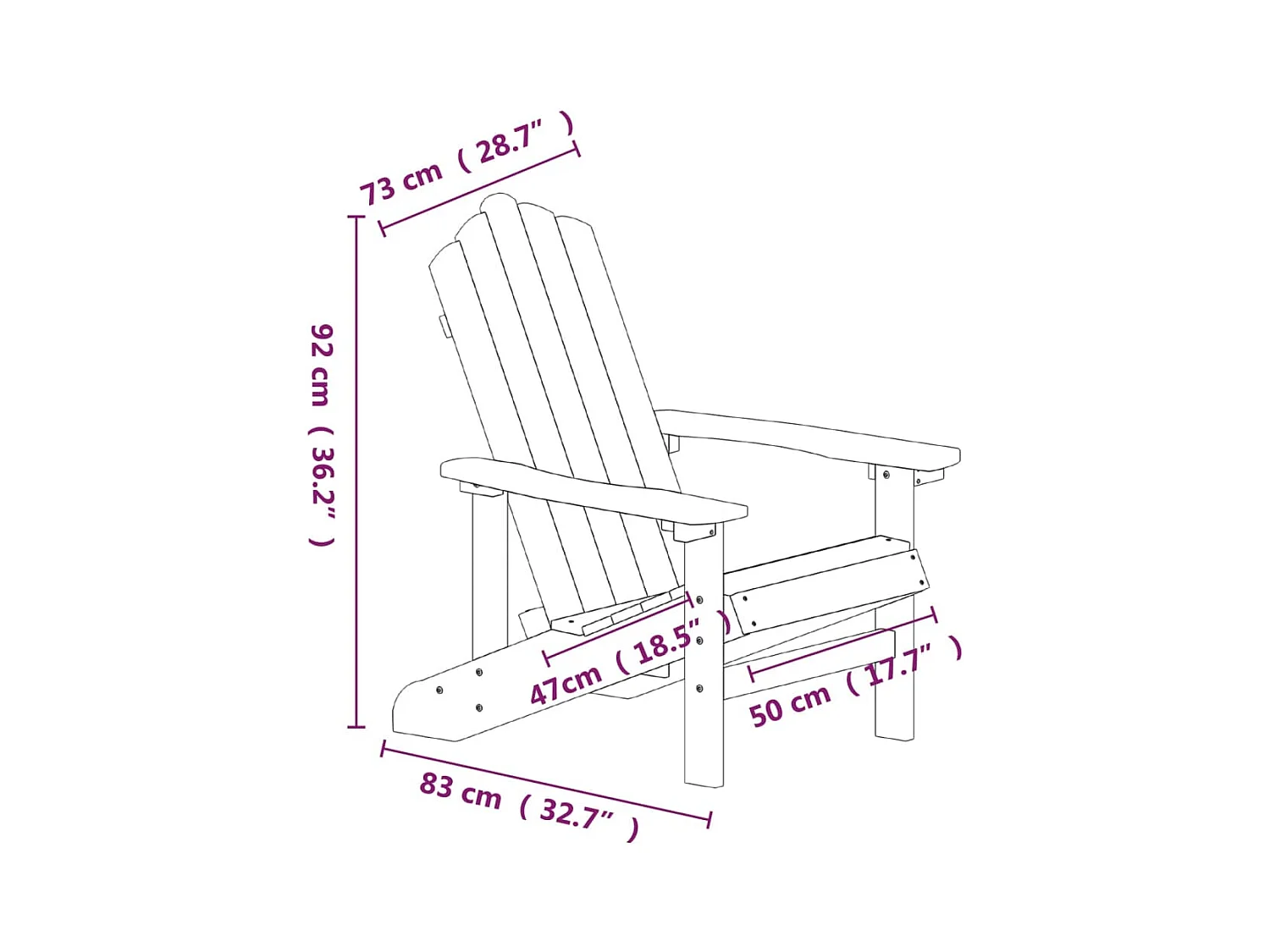 Chaise Adirondack de jardin PEHD marron
