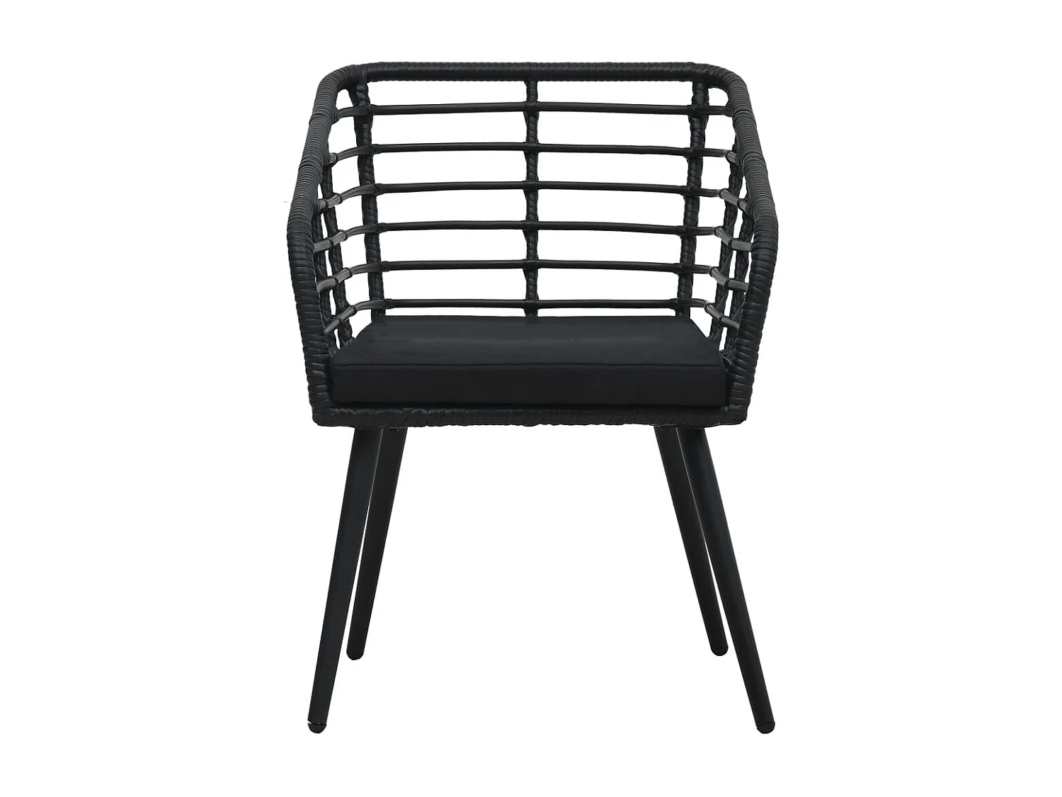 Chaises de jardin 2 pcs avec coussins Résine tressée Noir