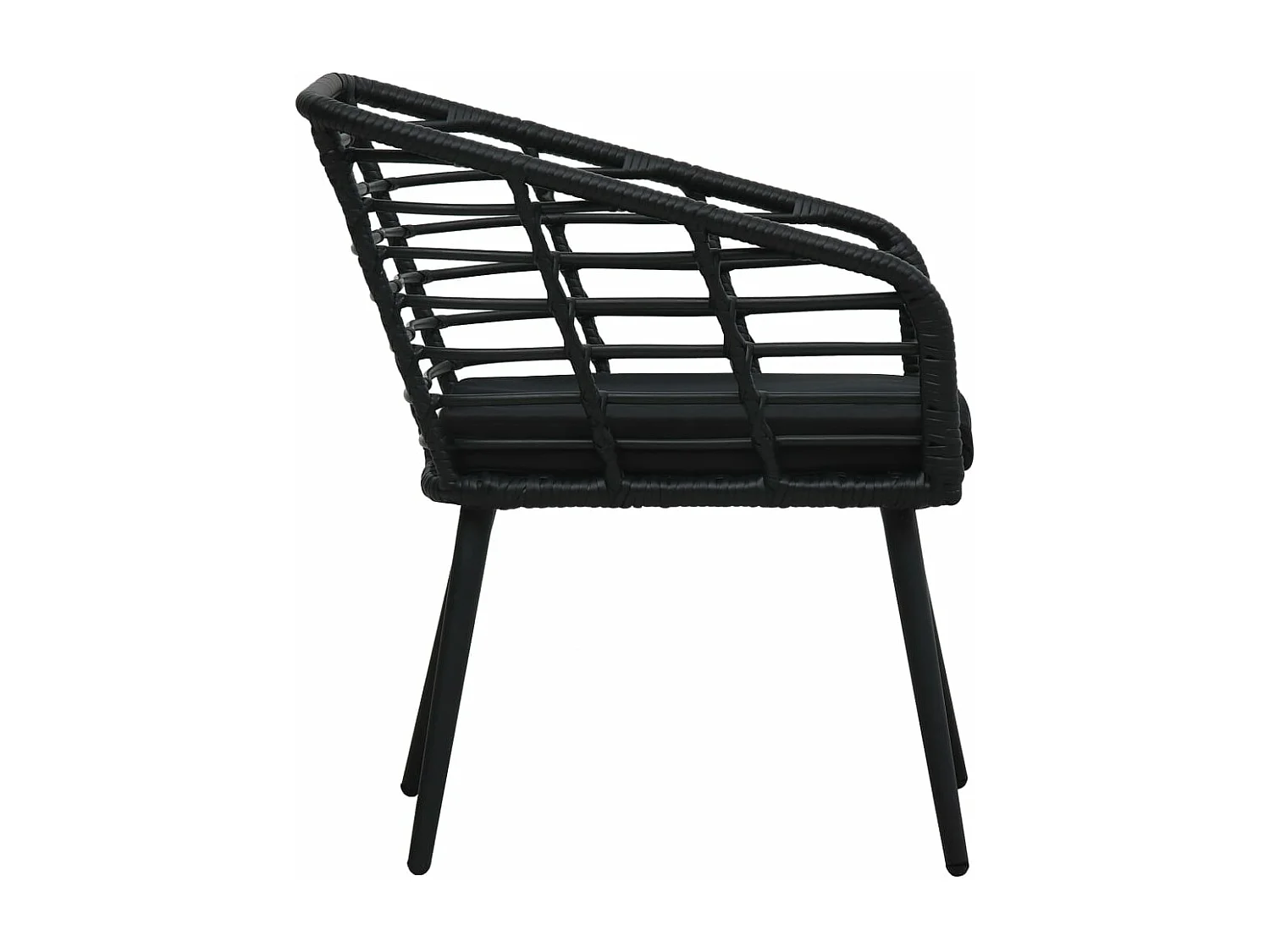 Chaises de jardin 2 pcs avec coussins Résine tressée Noir