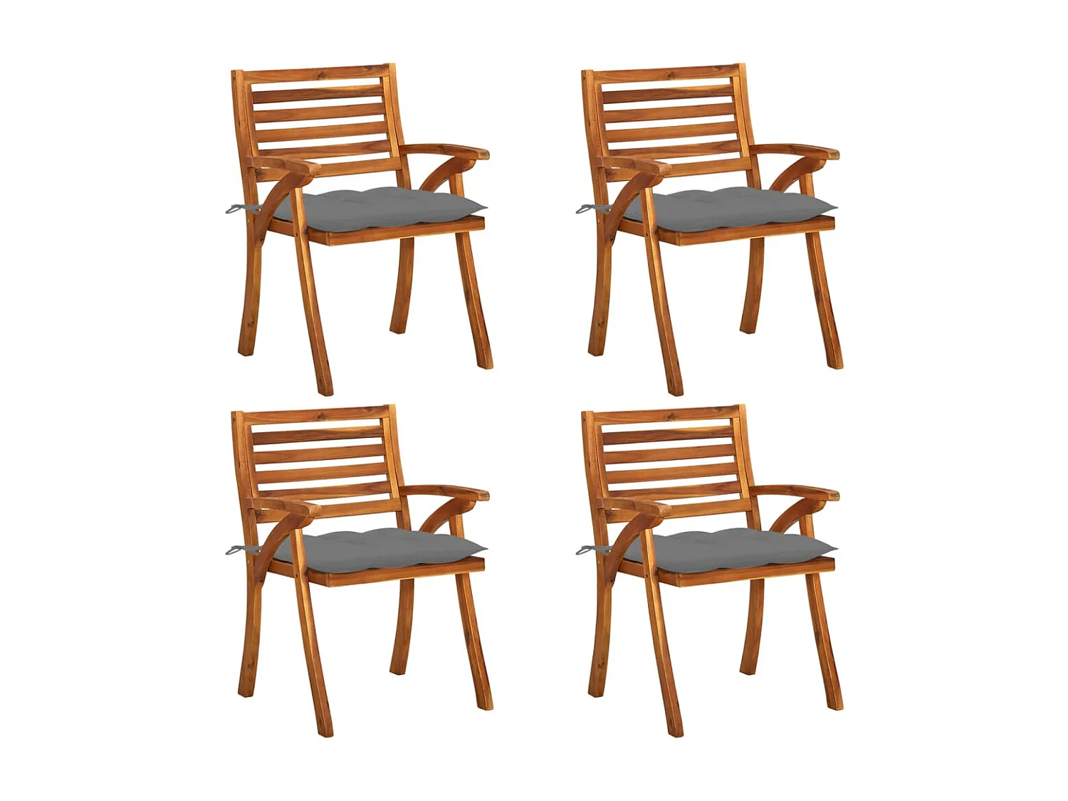 Chaises de jardin avec coussins 4 pcs Bois de teck solide