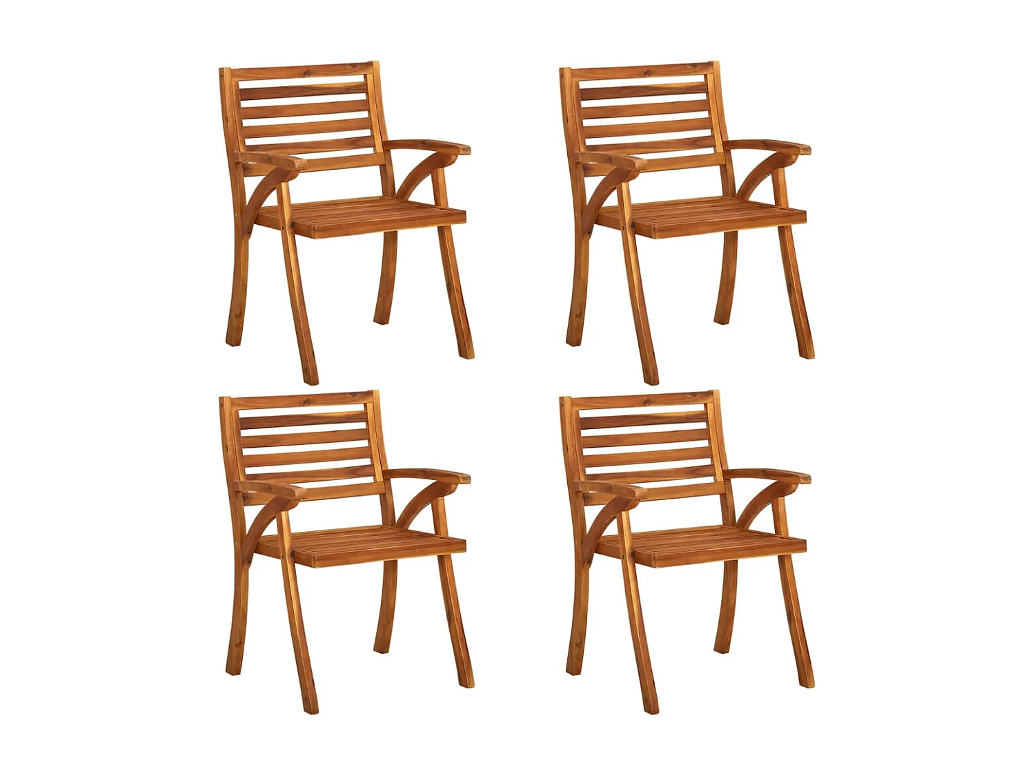 Chaises de jardin avec coussins 4 pcs Bois de teck solide