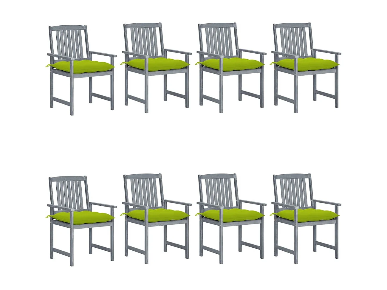 Sedie da giardino con cuscini 8 pz. Legno massello di acacia Grigio