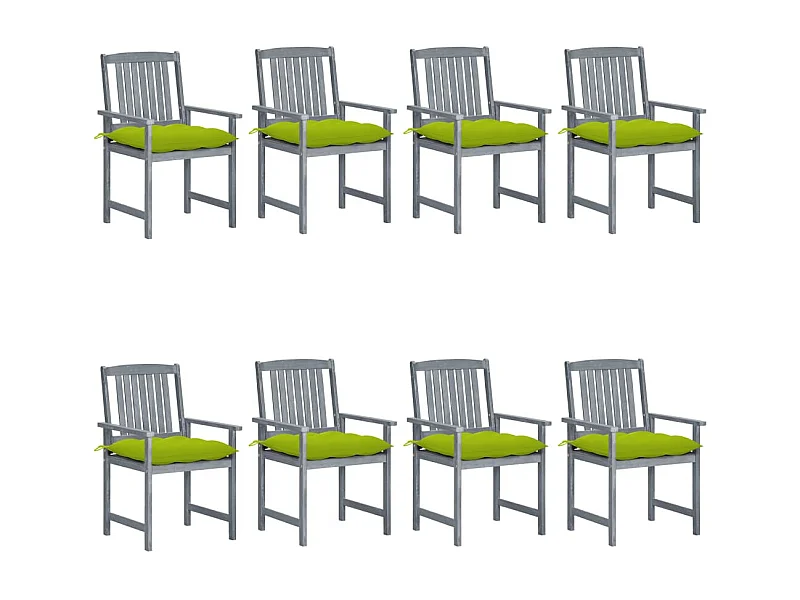Tuinstoelen met kussens 8 stuks Massief acaciahout Grijs