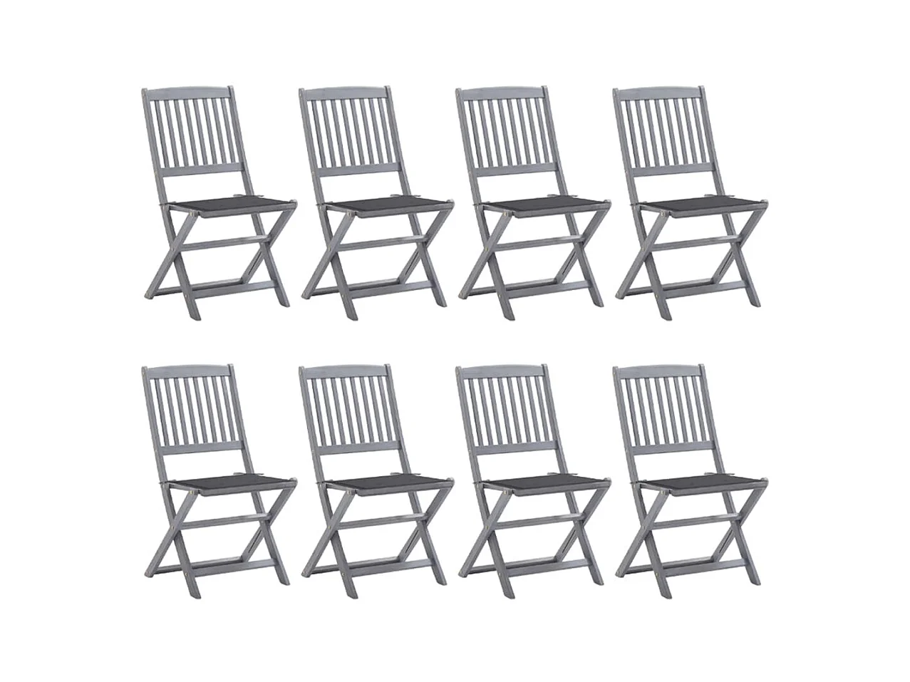 Chaises pliables d'extérieur 8 pcs avec coussins Bois d'acacia