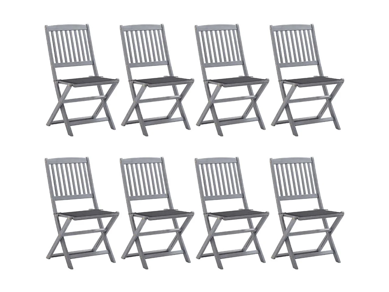 Chaises pliables d'extérieur 8 pcs avec coussins Bois d'acacia