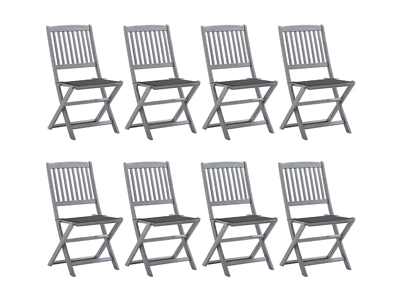 Sillas plegables de exterior 8 piezas con cojines madera de Acacia