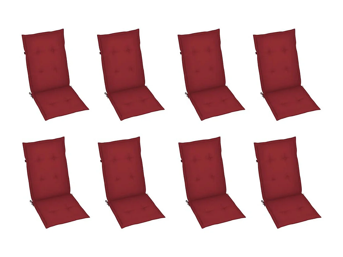 Chaises inclinables de jardin et coussins lot de 8 Teck solide