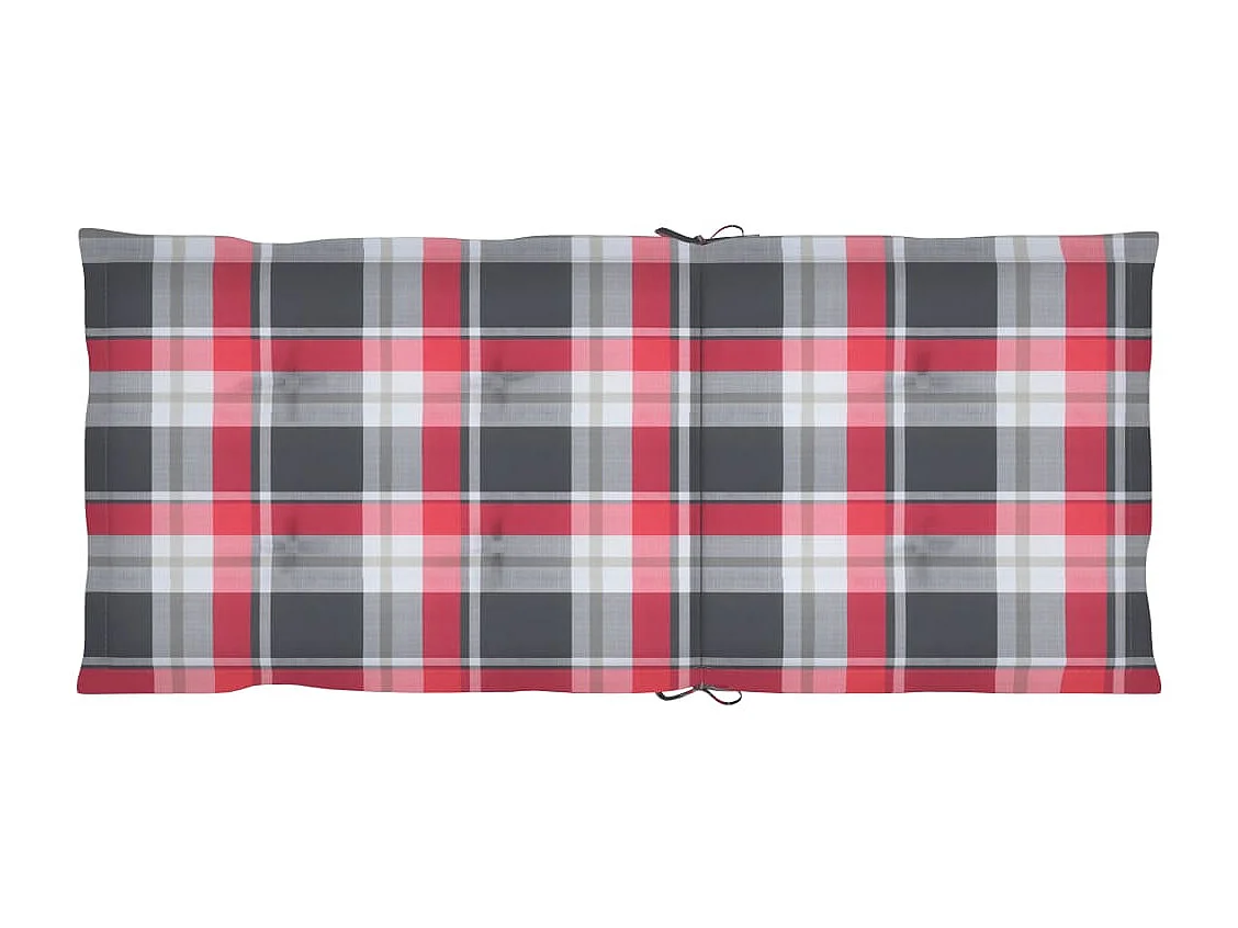 sedie e cuscini da giardino in teak massiccio a scacchi rossi